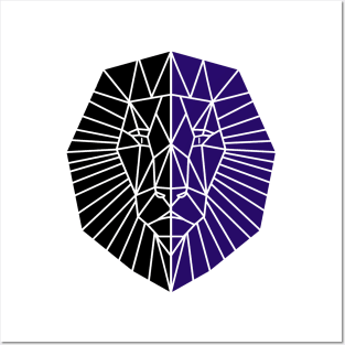 LION Face Geometric Animal Posters and Art